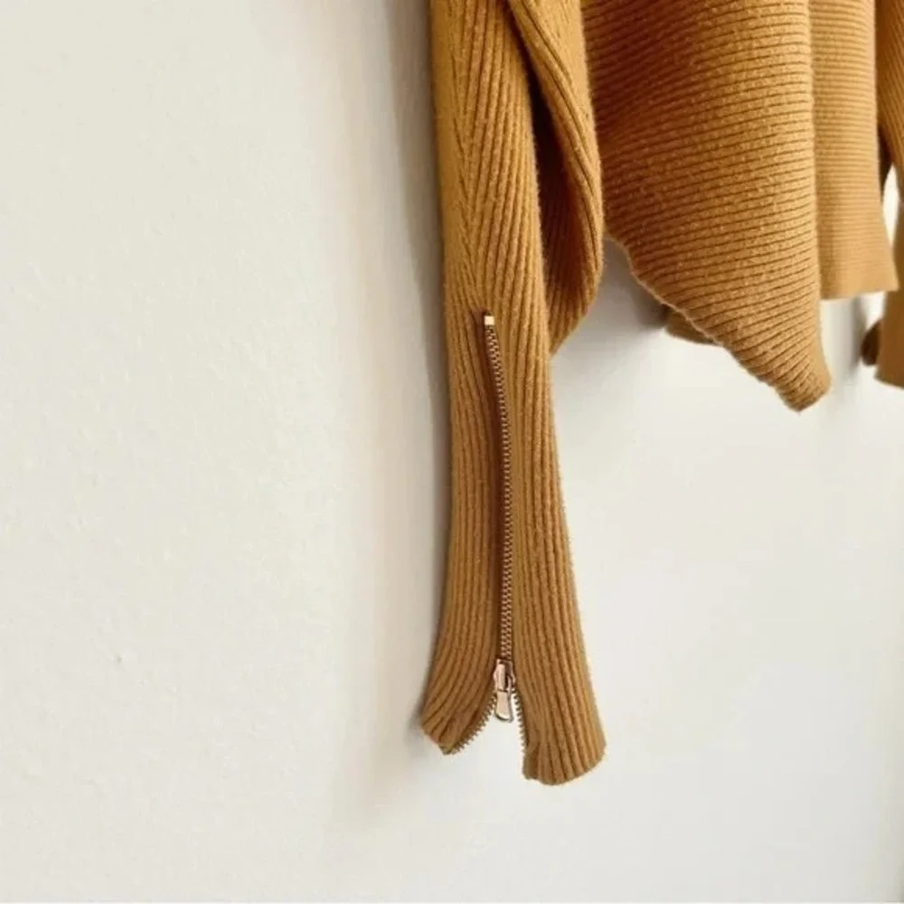 CARMEN MARC VALVO I Womens Ochre Ribbed Cropped Sweater I‎ XL I Dolman Sleeve - Picture 3 of 10